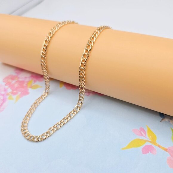 "Slim Rose Gold Curb Chain Necklace for Men & Women, 23.6 Inch Length, XPNL0088 - Picture 2 of 12